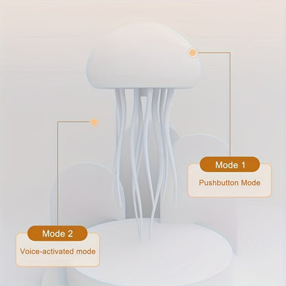 1pc LED Jellyfish Light, RGB Gradient Night Light with Dancing Legs and Touch Sensor Rechargeable Cute Desk Lamp Suitable for Bedroom, Living Room (Hanging + Base)