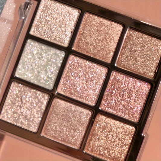9-Color Eyeshadow Palette - Shimmery & Matte Finishes, Brown & Multicolor Tones for Daily Glam & Party Looks, Glitter Eyeshadow Palette