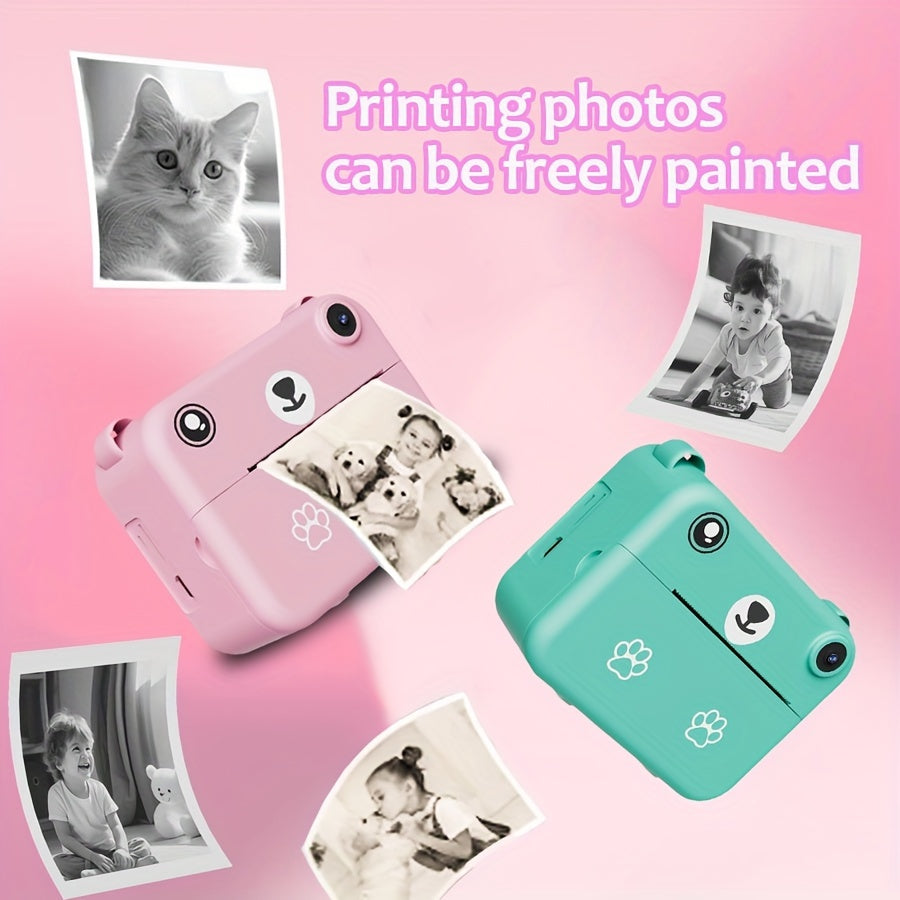 Mini Thermal Portable Instant Printing Camera for Kids, 3/5/10S Delayed Photography with USB Charger 1500mAh Battery And Three Rolls Printing Paper
