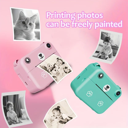 Mini Thermal Portable Instant Printing Camera for Kids, 3/5/10S Delayed Photography with USB Charger 1500mAh Battery And Three Rolls Printing Paper