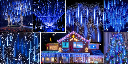 Loyyz Solar-Powered Meteor Shower Lights Outdoor - Meteor Shower Effect Garden Decorations with Solar Panel, IPX4 High Quality, for Wedding, Easter, Ramadan, Patio, Tree, Roof - Energy-Efficient LED String Lights, Out Side So