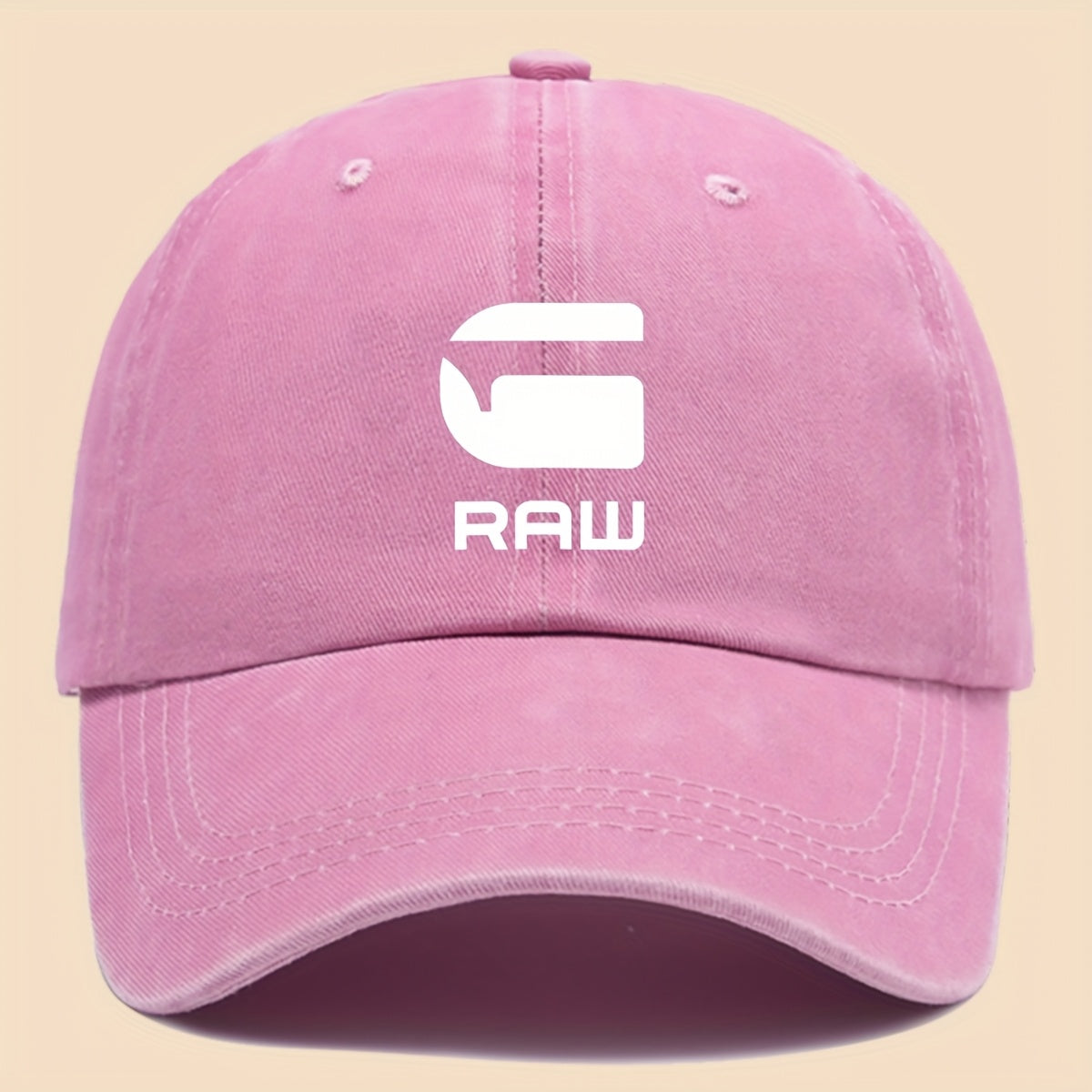 1pc "RAW" Fun Print Baseball Cap in Black with White Text - Breathable & Comfortable, Adjustable Unisex Dad Hat for Men, Women, Teens - Perfect for Beach, Fishing, Outdoor Activities, Father'S Day, Christmas, 4 Seasons, Casua