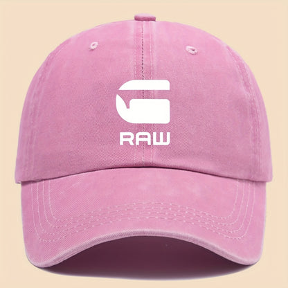 1pc "RAW" Fun Print Baseball Cap in Black with White Text - Breathable & Comfortable, Adjustable Unisex Dad Hat for Men, Women, Teens - Perfect for Beach, Fishing, Outdoor Activities, Father'S Day, Christmas, 4 Seasons, Casua