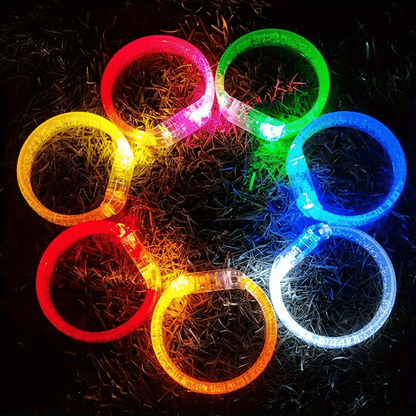 8pcs LED Glow-in-the-Dark Bracelets - UV Activated Neon Glow Party Chains, Multi-Color LED Light Up Bracelets for Concerts, Clubs, Birthdays, Carnivals - with Button Batteries Included - Perfect for Group Party Favors & Glow