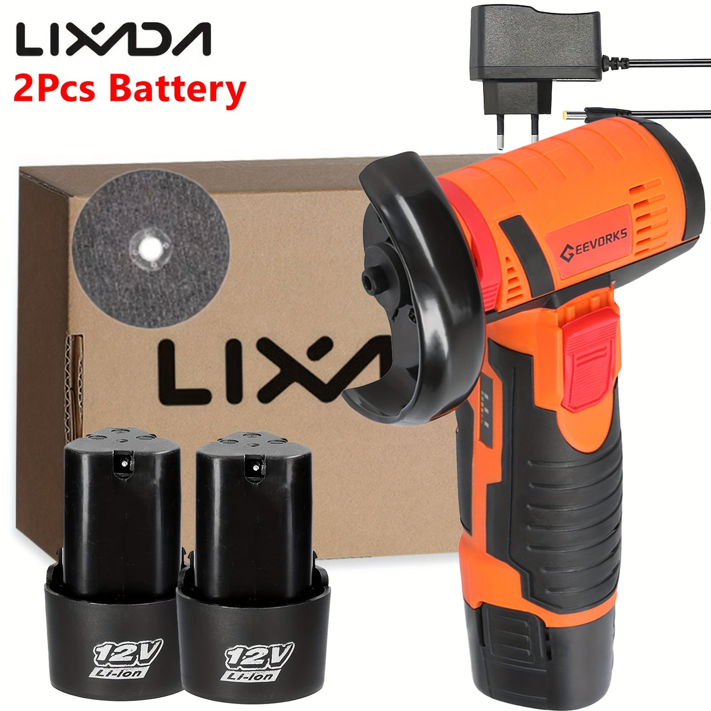 Lixada 12V Multi-function Portable 19500rpm Electric Grinding Tool Multi-function Angle Grinder Handheld 2 Batteries Suitable for Home Garden Decoration Polishing Tiles Wood Stone Steel