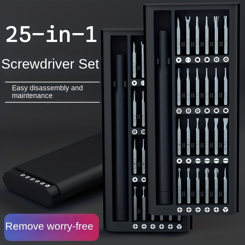 1pc 25in 1 precision screwdriver set, mobile phone and tablet removal Multi-function repair tool, durable plastic, no charging - with various drill bits