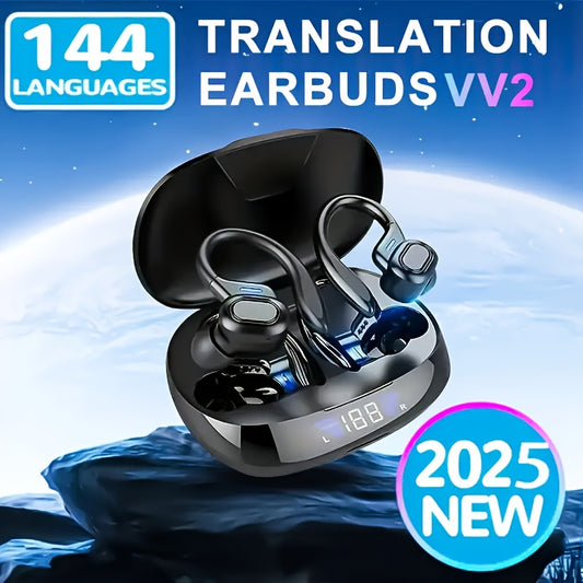 Smart Wireless Headphones with AI Translation Capabilities - Supports Multiple Languages, Offers Real-Time Translation, And Can Record Meetings - Ideal for Travel, Business, And Professional Use.