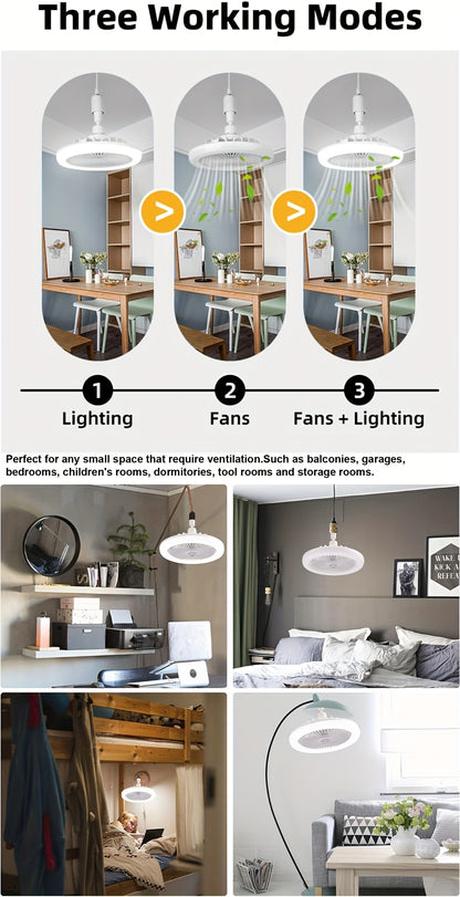 50W 25.4cm LED Smart Ceiling Fan Light with Remote Control, Color Changing and Dimming Features, 2In1 360 degrees Ceiling Fan with Light | E26/27 Socket, Dual Function Cooling and Lighting, Timing, Suitable for for Bedroom, k