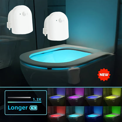 1/2pcs 16 Colors Human Motion Sensor Toilet Seat Light Inside Toilet Bathroom Night Light for Toilet Bowl Gift, Adjustable Human Motion Sensing Toilet Seat Light, Motion Sensing Toilet Night Light, Suitable for Bathrooms