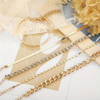 5 Pieces Of Retro Hip-hop Punk Snake Bone Chain Ladies Bracelet For Date Party Gift