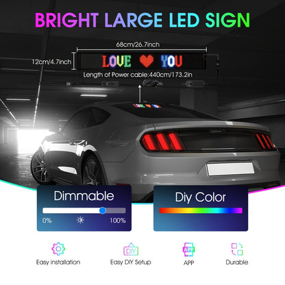 Programmable LED Sign Light with APP & USB Control, Text/Scrolling Messages, Dimmable Brightness, Wireless Smart - Flexible Matrix Panel for Garage, Car Dealership, Store, Home, Valentine's/Christmas Decorations - USB-Powered