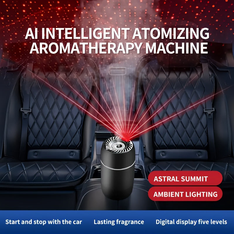 Smart Car Air Freshener with Star Projector, Long-Lasting, USB Rechargeable, Automatic On/Off, Essential Oil Diffuser for Odor Removal, Car Interior Decor Gift for Lovers