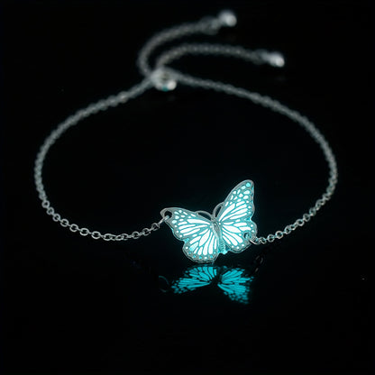 Elegant and Simple Copper Butterfly Pendant Bracelet with Glow-in-the-Dark Effect by Nooxian - Daily and Party Occasions