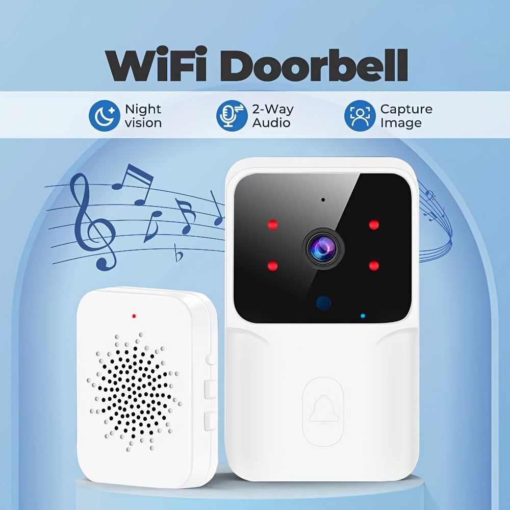 Smart Wireless Video Doorbell with 2-Way Audio, Night Vision, USB Rechargeable & Low Power Consumption | 2.4G WiFi Home Security System for Doormat & Surveillance, Office Surveillance | Modern Doorbell | Advanced Audio Techno