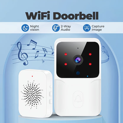 Smart Wireless Video Doorbell with 2-Way Audio, Night Vision, USB Rechargeable & Low Power Consumption | 2.4G WiFi Home Security System for Doormat & Surveillance, Office Surveillance | Modern Doorbell | Advanced Audio Techno