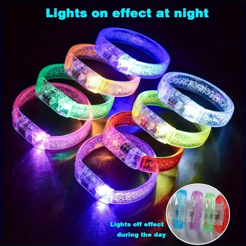 8pcs LED Glow-in-the-Dark Bracelets - UV Activated Neon Glow Party Chains, Multi-Color LED Light Up Bracelets for Concerts, Clubs, Birthdays, Carnivals - with Button Batteries Included - Perfect for Group Party Favors & Glow