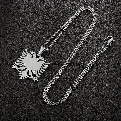 1pc Men's And Women's Party Fashion Trendy Gift, Titanium Steel Albania Eagle Pendant Necklace
