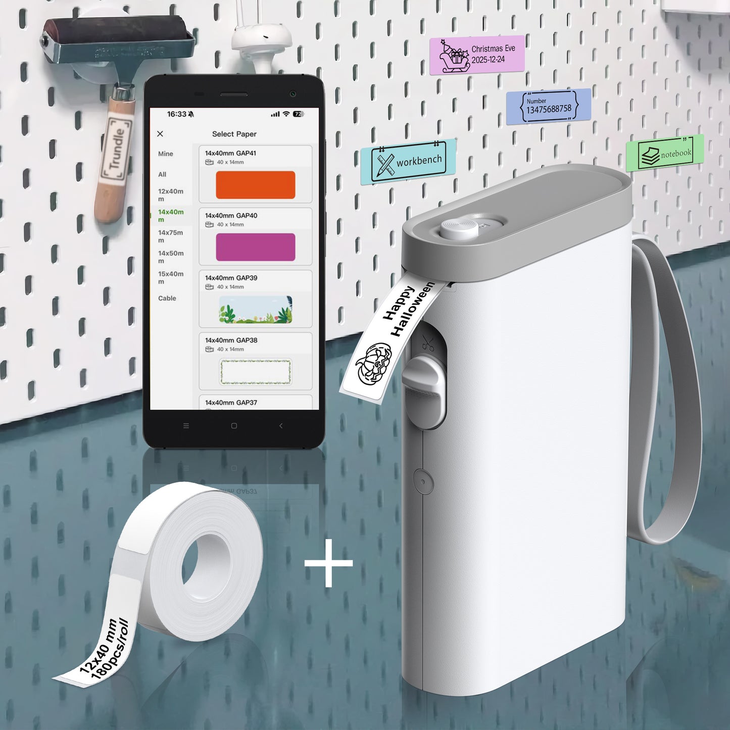 Mini Label Printer Self-Adhesive Labels, Portable Label Printer, P31S&P21&PM220 Combination of Different Designs, No Ink or Toner Required, Wireless Connectivity, For iOS and Android, For Home, Office and School, For Storage