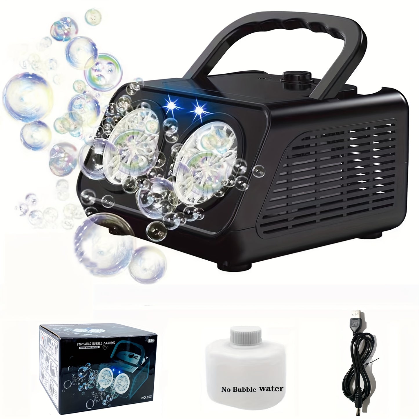 Ultimate Bubble Blaster - 20K+ Bubbles/Min, Dual Fan Portable Outdoor Toy with USB or Battery Power, Perfect for Parties & Christmas Gifts (Bubble Solution & Batteries Not Included)