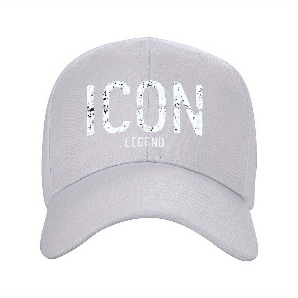 1pc ICON, LEGEND Peaked Cap Hat Unisex Baseball Cap Adjustable Lightweight Versatile Cap