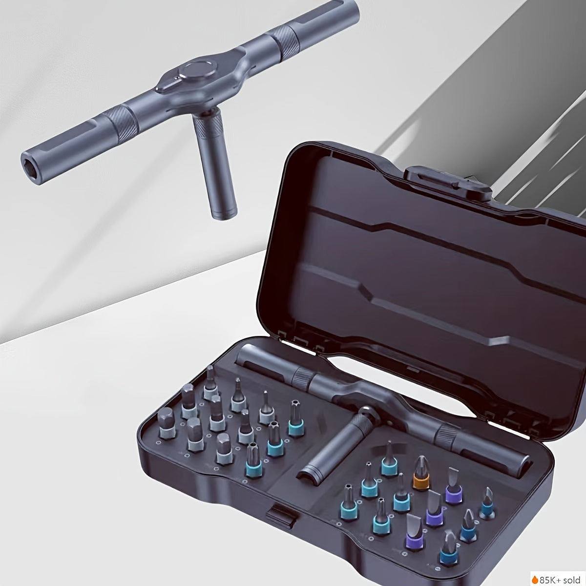 Compact 25-in-1 Magnetic Ratchet Screwdriver Set Detachable Handle & Precision Bits | for Phone/Watch/PC Repair | Home DIY Toolkit with Chrome Vanadium Steel