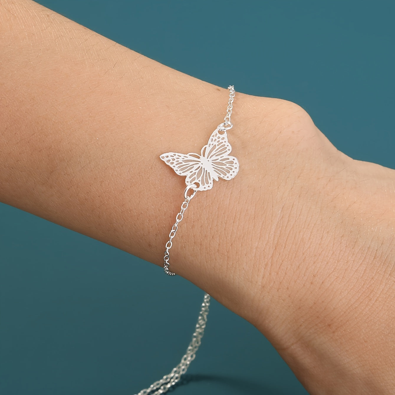 Elegant and Simple Copper Butterfly Pendant Bracelet with Glow-in-the-Dark Effect by Nooxian - Daily and Party Occasions