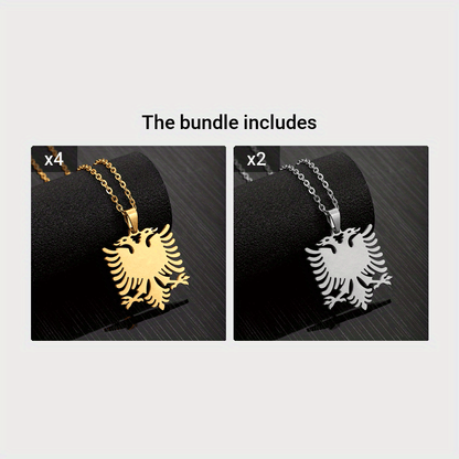 1pc Men's And Women's Party Fashion Trendy Gift, Titanium Steel Albania Eagle Pendant Necklace