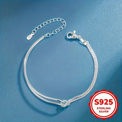 2-Pack Exquisite Elegant New Minimalist Geometric Silvery Bracelets - Practical and Versatile, Made with S925 Hypoallergenic Material, Perfect for Women's Jewelry - Ideal for Casual Attire Gifting, Suitable for Any Season, Es