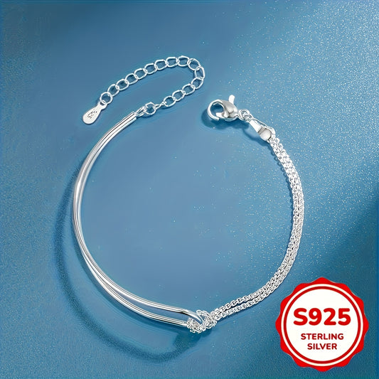 2-Pack Exquisite Elegant New Minimalist Geometric Silvery Bracelets - Practical and Versatile, Made with S925 Hypoallergenic Material, Perfect for Women's Jewelry - Ideal for Casual Attire Gifting, Suitable for Any Season, Es