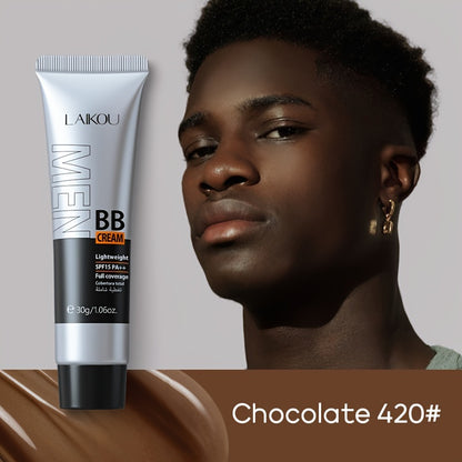 LAIKOU Men'S BB Cream, 30g - High Coverage, Natural Makeup, Oil Control, Pearl Powder Infused, Glycerin-Enriched, Universal Skin Tone, Cream Form, All Skin Types, Buildable Coverage