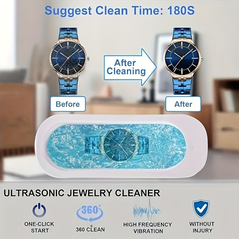 FEIYBA A Versatile Cleaning Device That Requires No Chemicals, Ideal for Cleaning Glasses, Jewelry, Watches, And Dental Braces, Featuring a Digital Screen And a Compartment for Accessories, Electric motor technology enables e