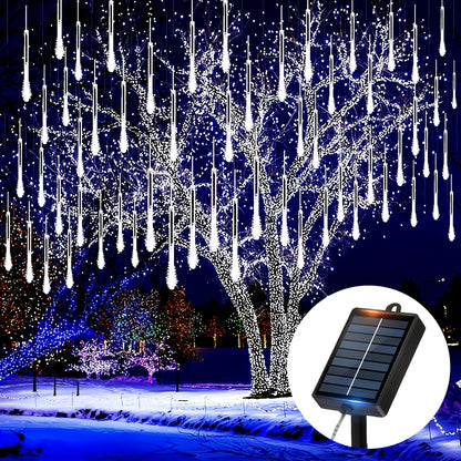Loyyz Solar-Powered Meteor Shower Lights Outdoor - Meteor Shower Effect Garden Decorations with Solar Panel, IPX4 High Quality, for Wedding, Easter, Ramadan, Patio, Tree, Roof - Energy-Efficient LED String Lights, Out Side So