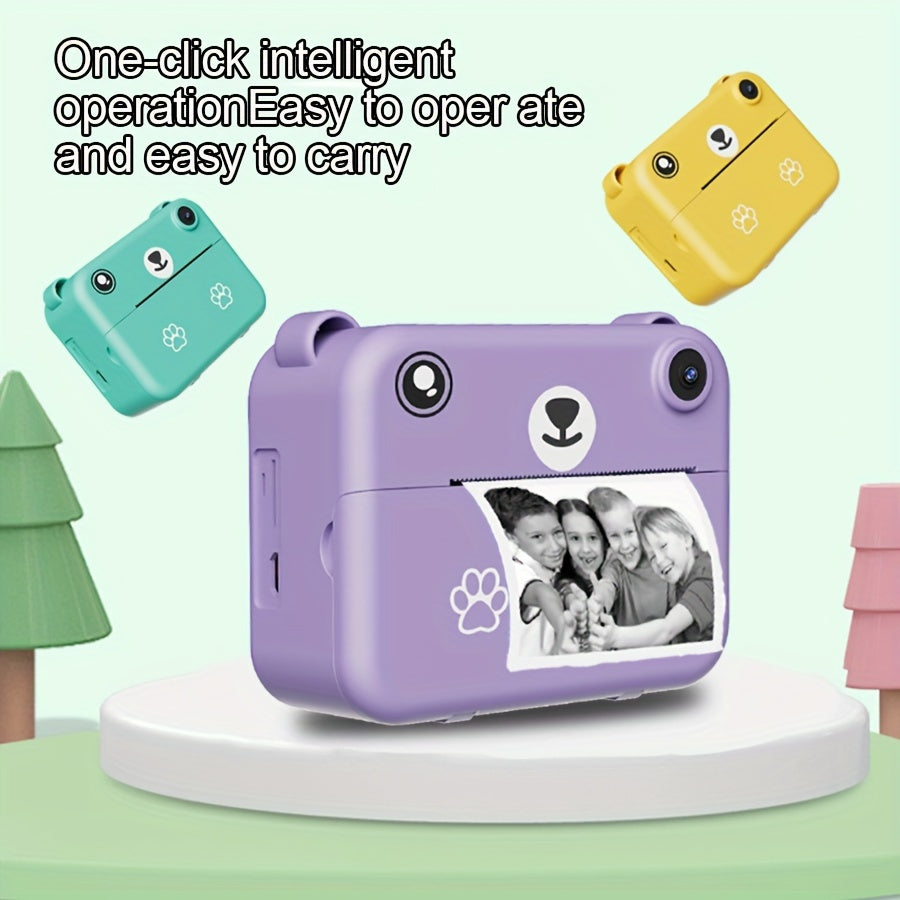 Mini Thermal Portable Instant Printing Camera for Kids, 3/5/10S Delayed Photography with USB Charger 1500mAh Battery And Three Rolls Printing Paper