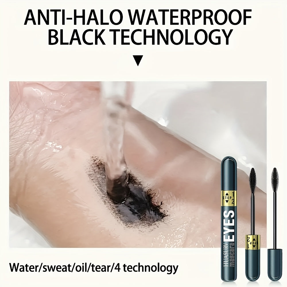 1pc HUASURV Dual-Effect Mascara - Natural, Lengthening, Volumizing & Curling - Non-Smudging, Long-Lasting Wear for Stunning Eye Makeup HS4130, Black, with Precision Application Brush, Perfect for Mother'S Day & Holiday Gifts,