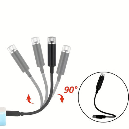 1pc USB Projector Ambient Night Light, Romantic Starry Sky Projector Car Light, Rotatable Adjustment, Bedroom, Car, Party, Wall, Ceiling, Portable Atmosphere Decoration Car Roof Light, Without Battery