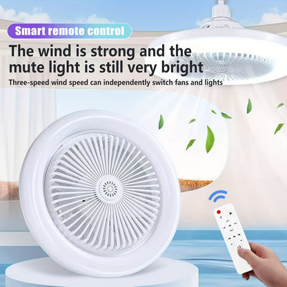 50W 25.4cm LED Smart Ceiling Fan Light with Remote Control, Color Changing and Dimming Features, 2In1 360 degrees Ceiling Fan with Light | E26/27 Socket, Dual Function Cooling and Lighting, Timing, Suitable for for Bedroom, k