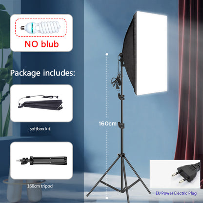 Professional Softbox Lighting Kit 160cm 200cm with US Plug Adapter Tripod E27 Socket Continuous Light System for Studio, YouTube Live Streaming