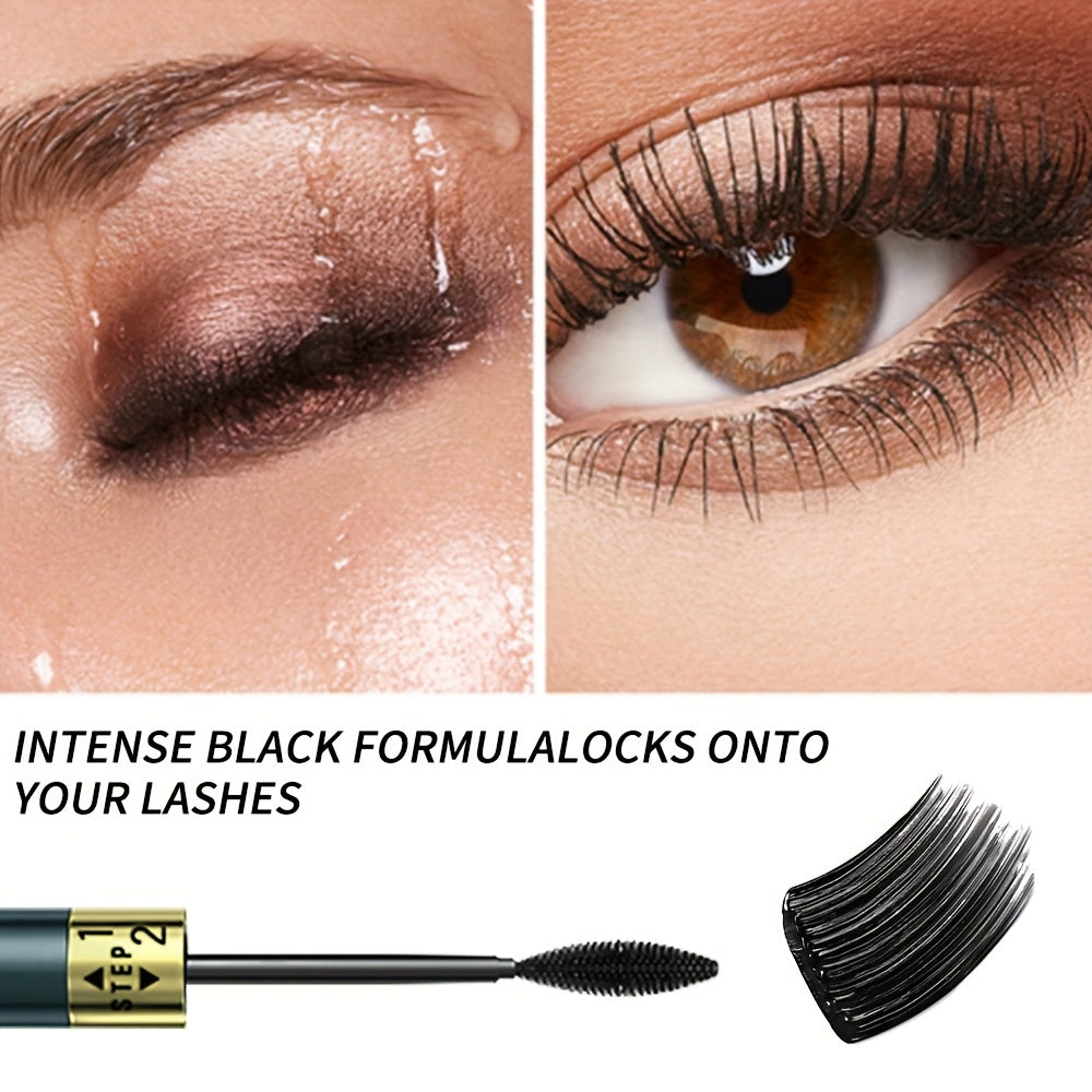 1pc HUASURV Dual-Effect Mascara - Natural, Lengthening, Volumizing & Curling - Non-Smudging, Long-Lasting Wear for Stunning Eye Makeup HS4130, Black, with Precision Application Brush, Perfect for Mother'S Day & Holiday Gifts,