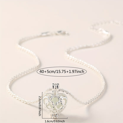 Nooxian Elegant Heart-Shaped Luminous Pendant Necklace - Classic Vacation Style, Glow-in-the-Dark Resin Charm, Copper Chain, Ideal for Daily Wear & Gifts, Valentine'S Day Special, Luminous Jewelry|Classic Necklace|Resin Penda