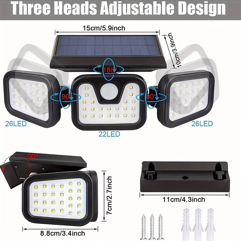 Solar-Powered Motion Sensor Light - 74 LED Outdoor Floodlight, 3 Modes,, Suitable for Front Door, Yard, Garage, Sidewalks, Pathways, Garden, and Patio | Solar Energy & Energy-Efficient Outdoor Lighting | Durable Plastic Body