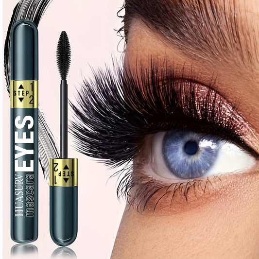 1pc HUASURV Dual-Effect Mascara - Natural, Lengthening, Volumizing & Curling - Non-Smudging, Long-Lasting Wear for Stunning Eye Makeup HS4130, Black, with Precision Application Brush, Perfect for Mother'S Day & Holiday Gifts,