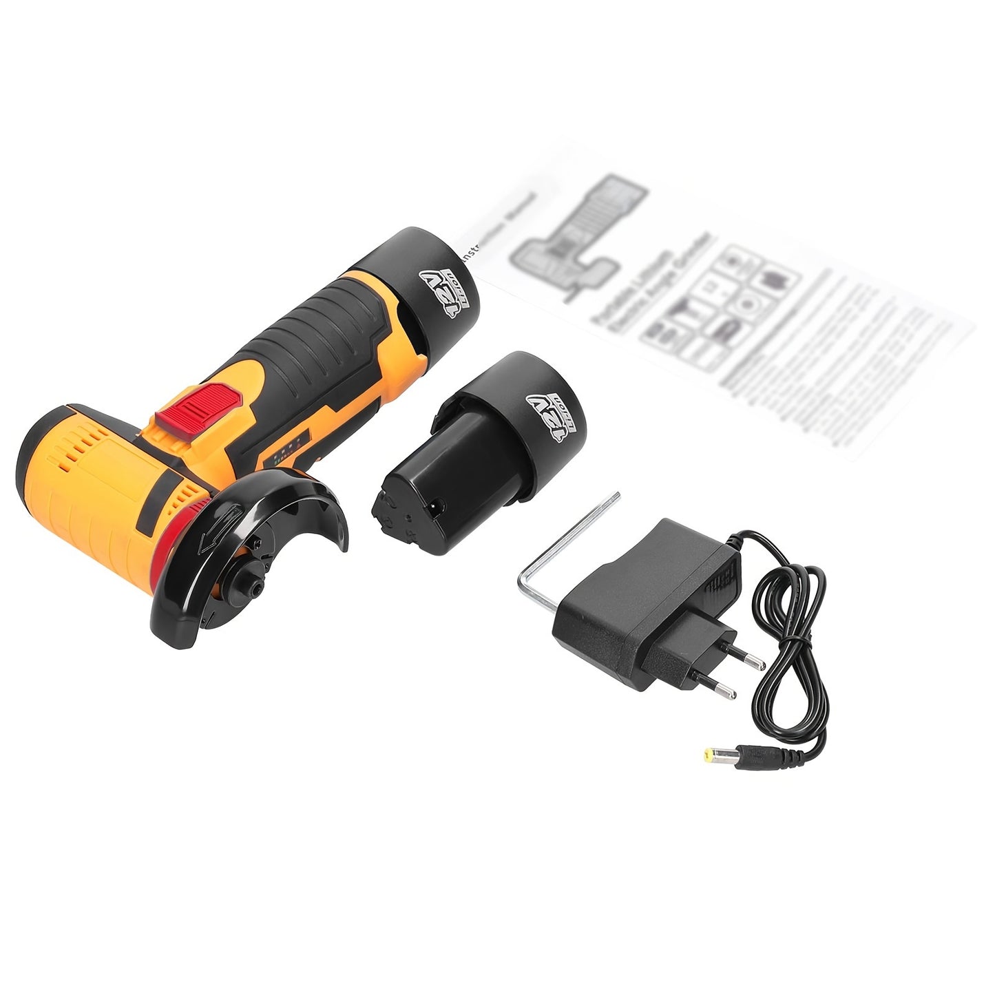 Lixada 12V Multi-function Portable 19500rpm Electric Grinding Tool Multi-function Angle Grinder Handheld 2 Batteries Suitable for Home Garden Decoration Polishing Tiles Wood Stone Steel