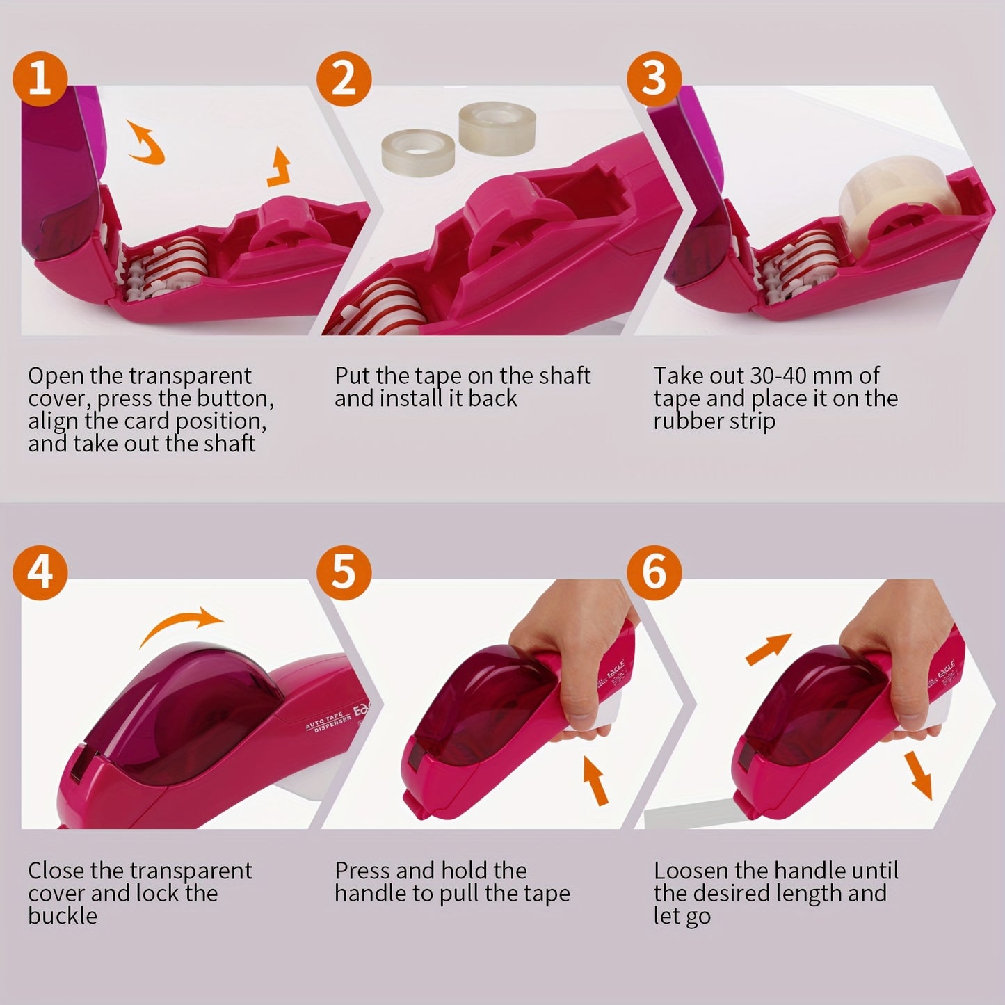 Eagle Automatic Tape Dispenser, Tape Gun Single Handheld Design perfect for Christmas and home gift wrapping, Free 1 Roll of 0.5 Inch (12 mm) and 1 Roll of 0.75 Inch (19 mm) Tapes