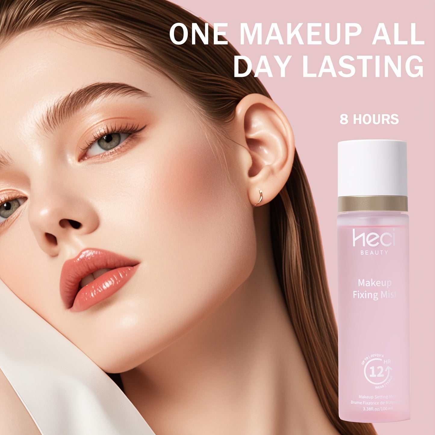 100ml/3.38fl.oz, Pink 24-Hour Oil Control Setting Spray, Waterproof and Sweat-Proof Moisturizing, Natural Makeup Effect Setting Mist, Toner Setting Spray