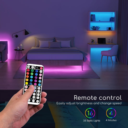 Smart Bedroom LED Lights, RGB Music Sync Bar Lights with 44-Key Remote Control