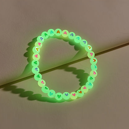 Vacation Beach Style Glow in the Dark Heart-Shaped Resin Anklet for Women - Versatile Daily & Gift Wear Accessory, No Mosaic, All Seasons Compatible