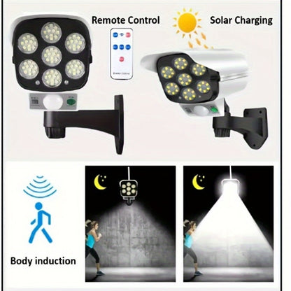 1pc Solar-Powered Motion Sensor Wall Light with LED Security Camera Design - Smart Outdoor Garden Lighting, Human Sensor Wall Lamp for Home Security & Energy Efficiency, Solar Outdoor Lights, Indoor Lighting, Modern Lighting,