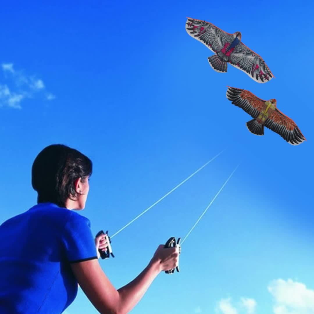 Extra Large Eagle Kite - 110.01cm Wingspan with Long Lines (30.0meter Total), Realistic Brown/Red/Black Feather Design - Heavy-Duty kite for Outdoor Flying, Birthday Parties, Kite Fighting - Ideal for Adults & Teens - Availab