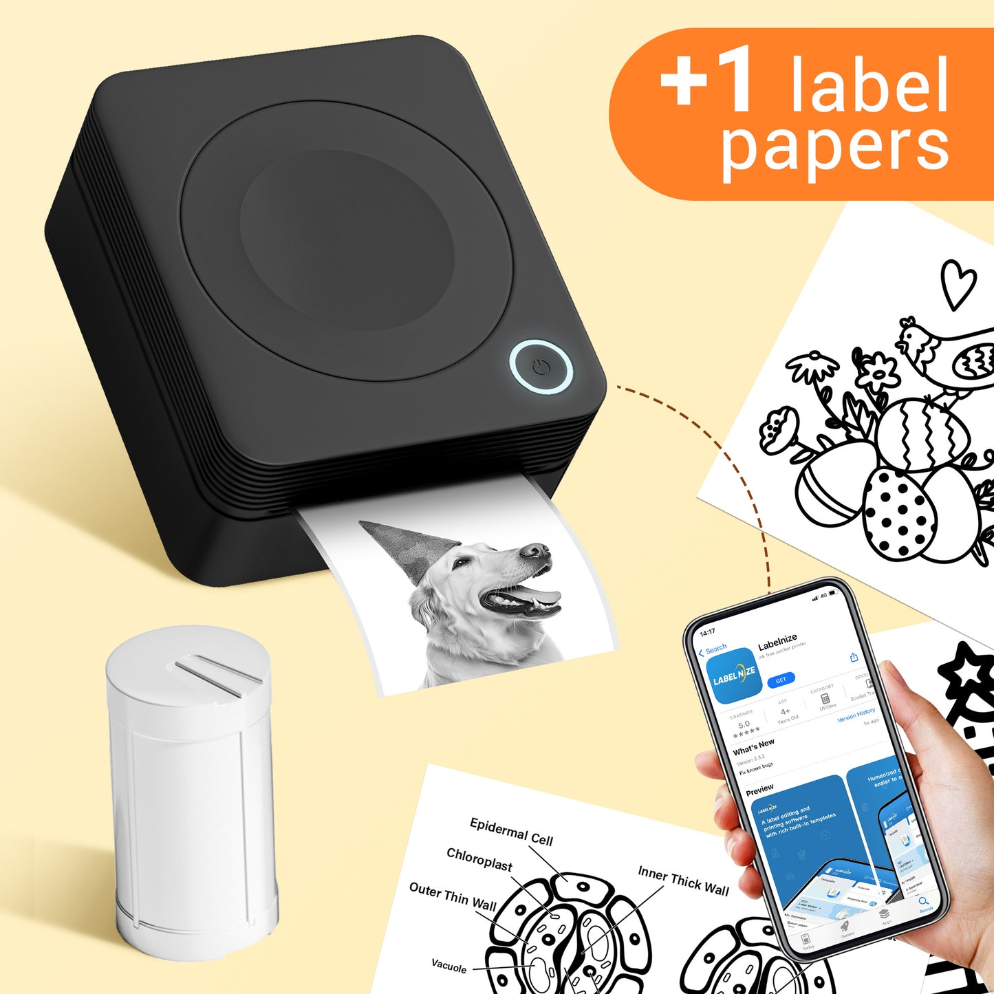 Mini Label Printer Self-Adhesive Labels, Portable Label Printer, P31S&P21&PM220 Combination of Different Designs, No Ink or Toner Required, Wireless Connectivity, For iOS and Android, For Home, Office and School, For Storage