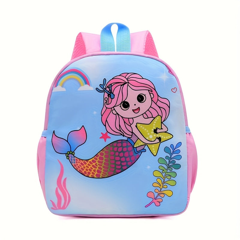 1pc backpack suitable for children-spacious interior space, side net pocket for storing bottles and umbrellas, durable schoolbag suitable for going out to campus, and fashionable design suitable for boys and girls.